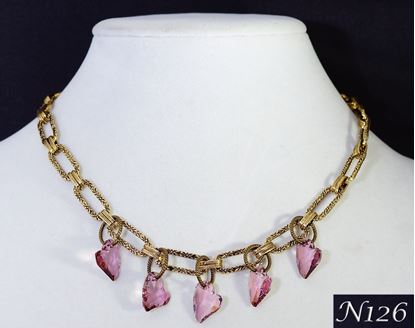 Devoted to U antique pink crystal heart pendant necklace