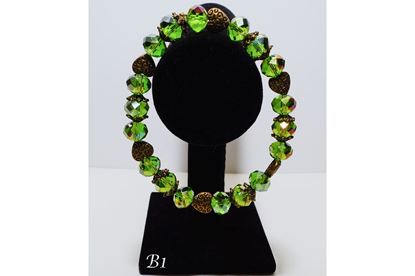 Lime Green Chinese Crystals Bronze Bracelet