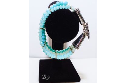 Ocean Blue Glass Multi Strand Bracelet