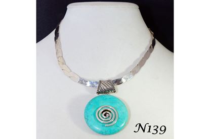Turquoise Howlite Donut Choker Pendant Necklace