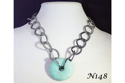 Amazonite Donut Pendant Necklace