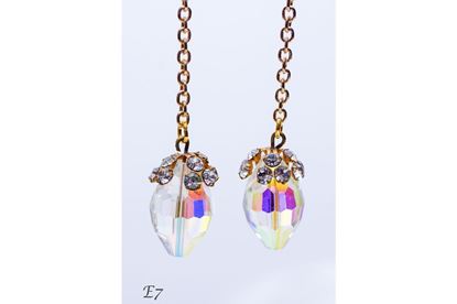 Elegant Gold Gem Drop Handmade Crystal Dangle Earrings